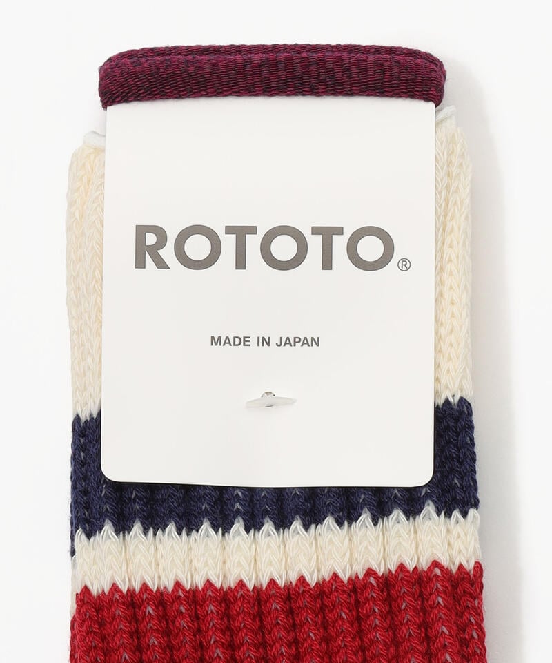 【ロトト】オールドスクール リブ クルー/ネイビー ダークレッド コットン アクリル/ソックス メンズ レディース詳細画像2