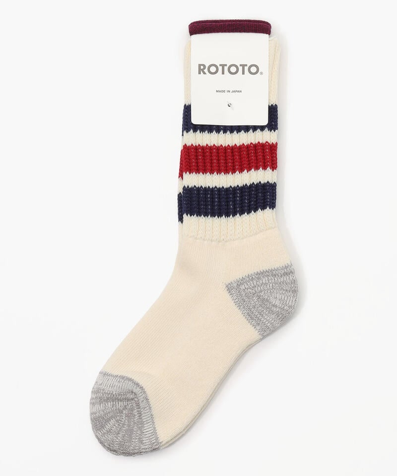 【ロトト】オールドスクール リブ クルー/ネイビー ダークレッド コットン アクリル/ソックス メンズ レディース