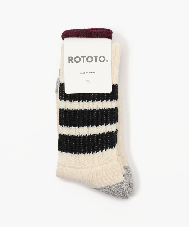 【ロトト】オールドスクール リブ クルー/ブラック コットン アクリル/ソックス メンズ レディース詳細画像1