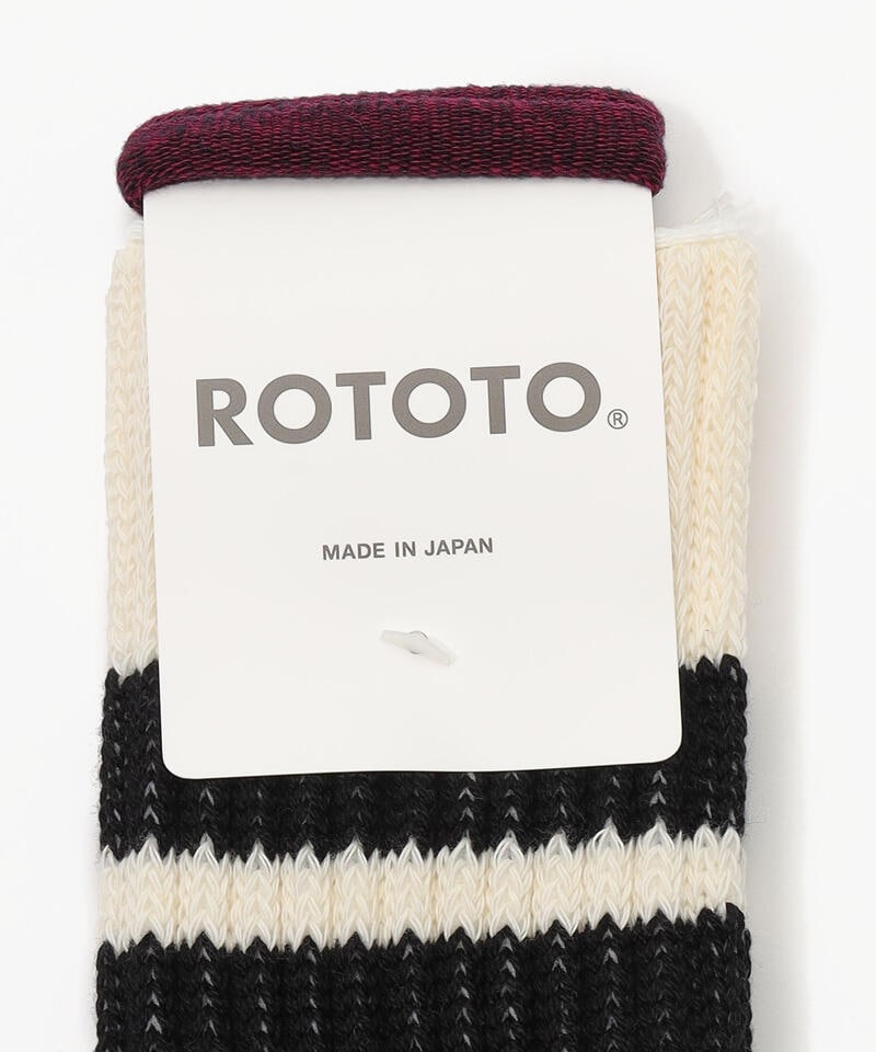 【ロトト】オールドスクール リブ クルー/ブラック コットン アクリル/ソックス メンズ レディース詳細画像2